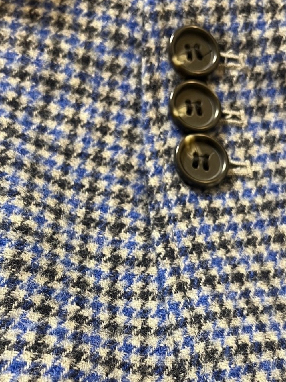 Talbots Aberdeen Classic Houndstooth Blue Tweed Blazer Jacket - Women - Picture 5 of 8